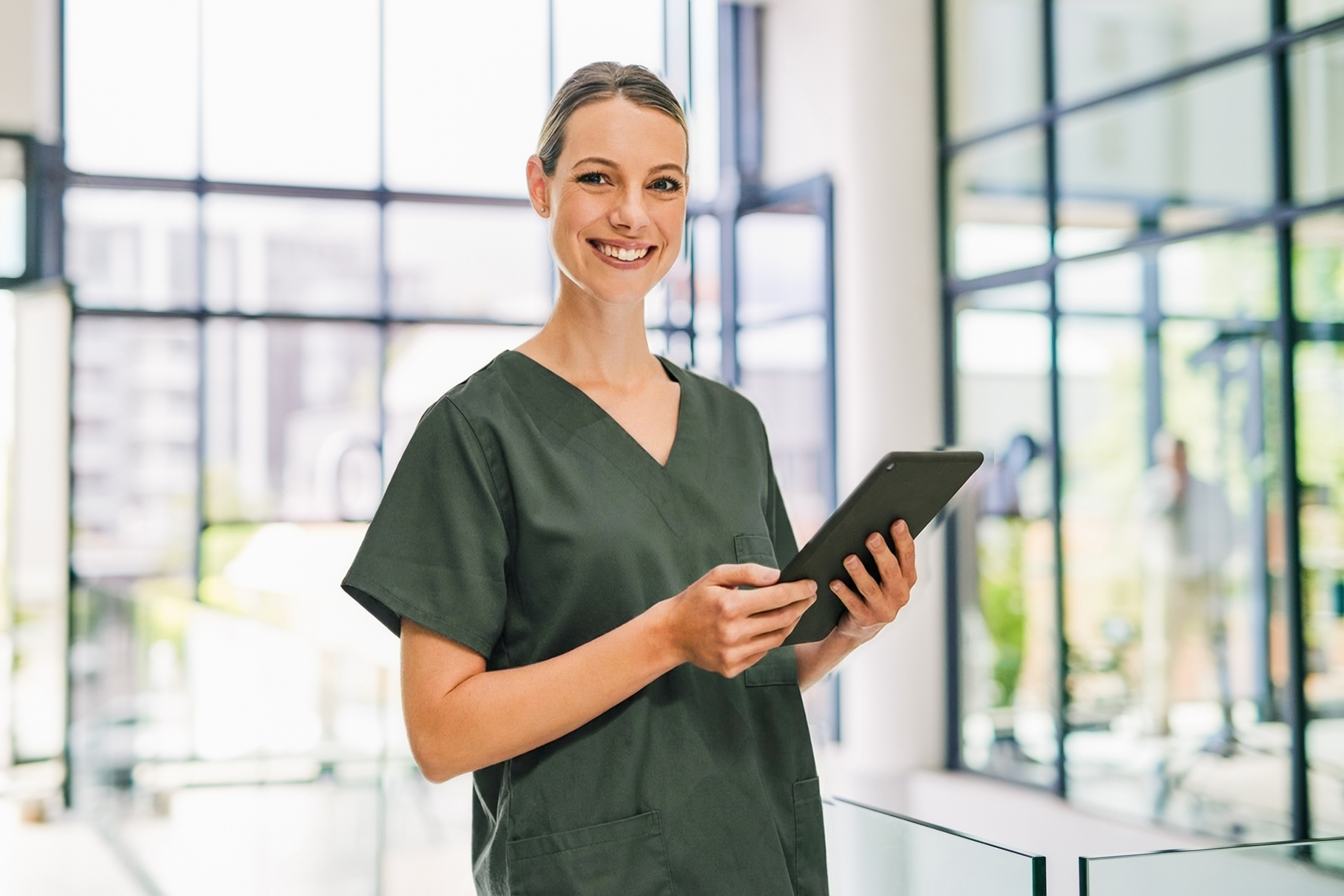A dedicated nurse guide reviewing data